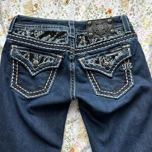 Miss Me Dark Wash Skinny Jeans Size 26 Rhinestone Pockets